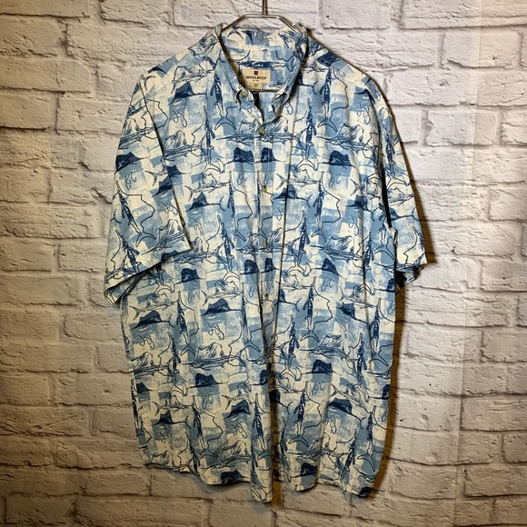 Woolrich Other - 💜Woolrich men 2XL blue ivory fish pattern shirt